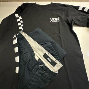 Vans Black and White Checkered Shirt with Black Pants